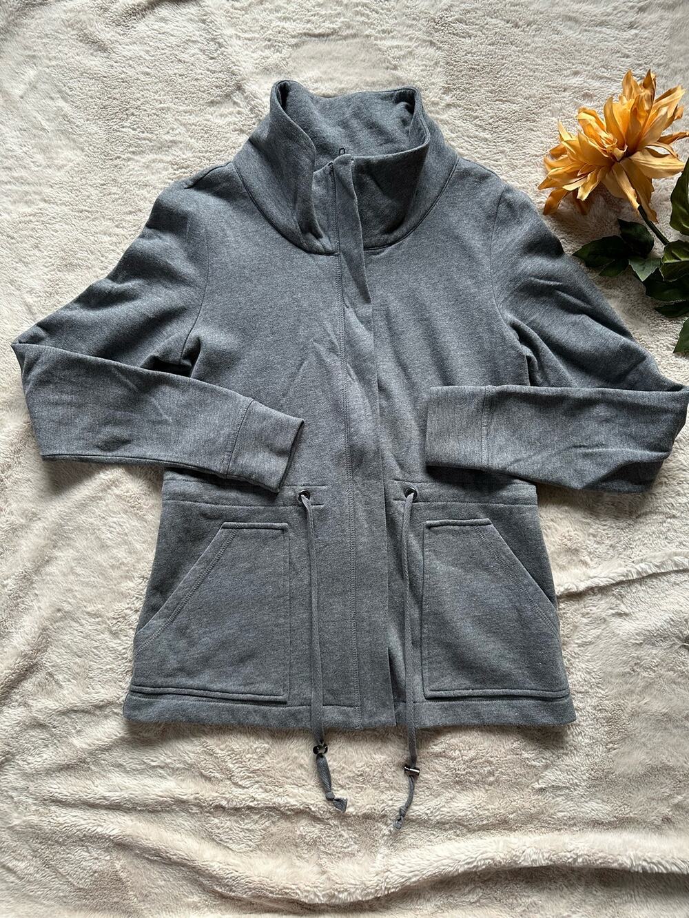 Ann Taylor Loft Gray Sweatshirt Jacket XS